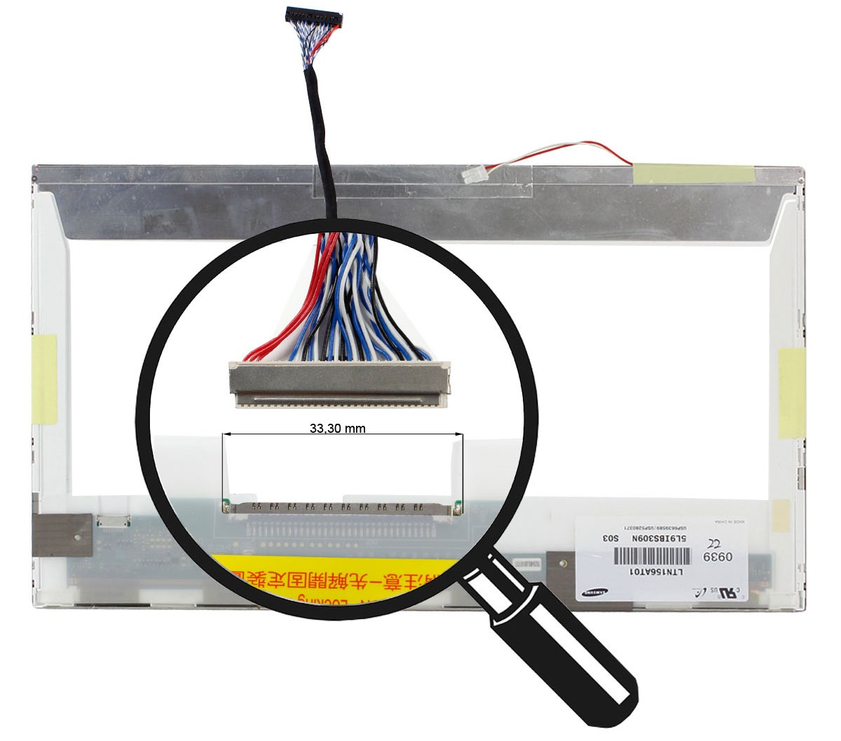 LVDS-Displayanschluss 30-Pin bei einem Notebookdisplay