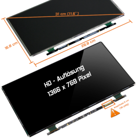 LED Display 11,6" 1366x768 passend für AUO...