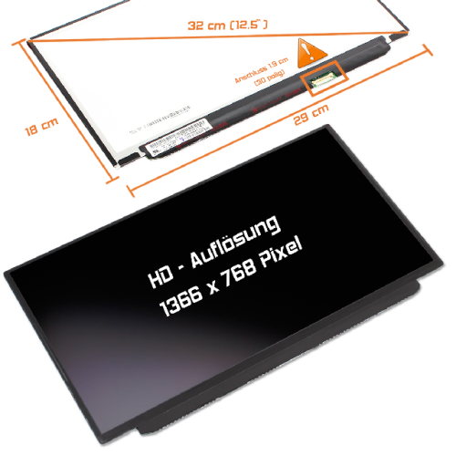 LED Display 12,5" 1366x768 matt passend für BOE HB125WX1-200