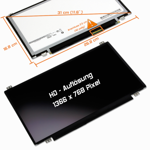 LED Display 11,6" 1366x768 passend für AUO B116XTN04.0 H/W:0A