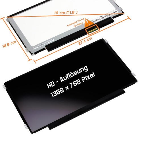 LED Display 11,6" 1366x768 passend für AUO B116XW03 V.1 H/W:0B