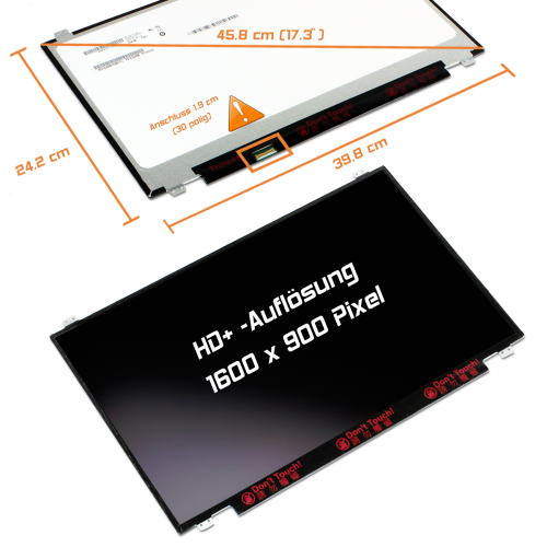 LED Display 17,3" 1600x900 Ohne passend für AUO B173RTN02.2 H/W:1A