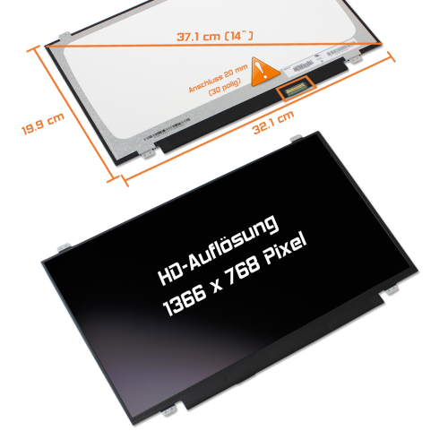 LED Display 14,0" 1366x768 passend für Innolux N140BGE-EB3 Rev.C1