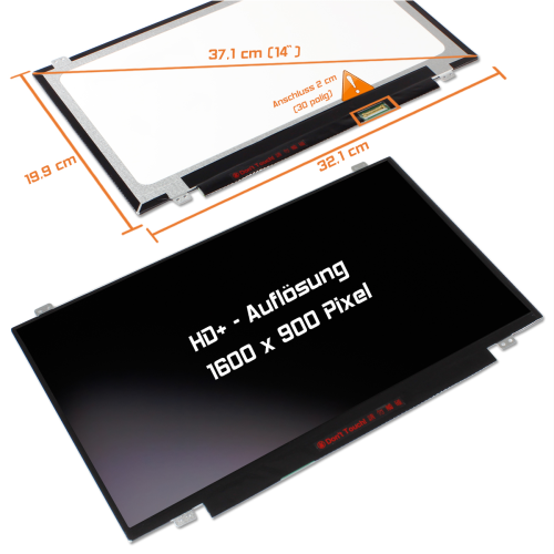 LED Display 14,0" 1600x900 passend für Innolux N140FGE-E32 Rev.B1