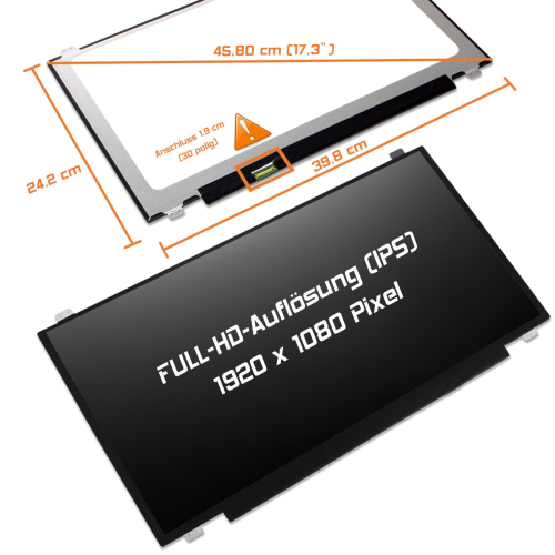 LED Display 17,3" 1920x1080 matt passend für Innolux N173HCE-E31