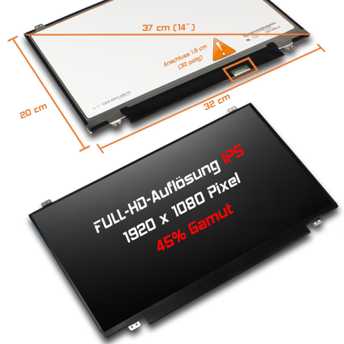 LED Display 14,0" 1920x1080 Ohne passend für LG Display LP140WF1 (SP)(B1)