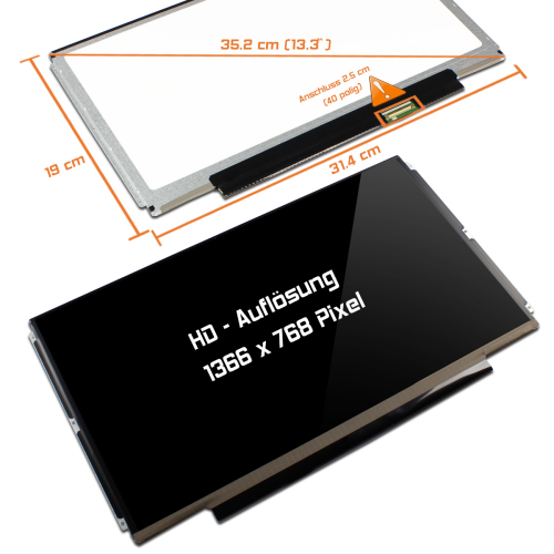 LED Display 13,3" 1366x768 passend für Toshiba LT133EE10000