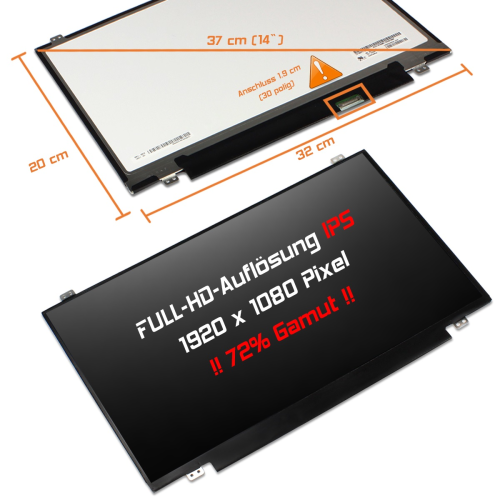 LED Display 14,0" 1920x1080 passend für Asus ZenBook UX3410UA