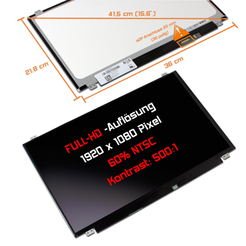 LED Display 15,6" 1920x1080 passend für Asus ZenBook UX561UA-BO