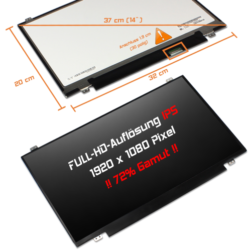 LED Display 14,0" 1920x1080 passend für Fujitsu Lifebook E544