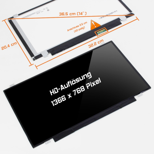 LED Display 14,0" 1366x768 passend für HP Stream 14-Z002NA