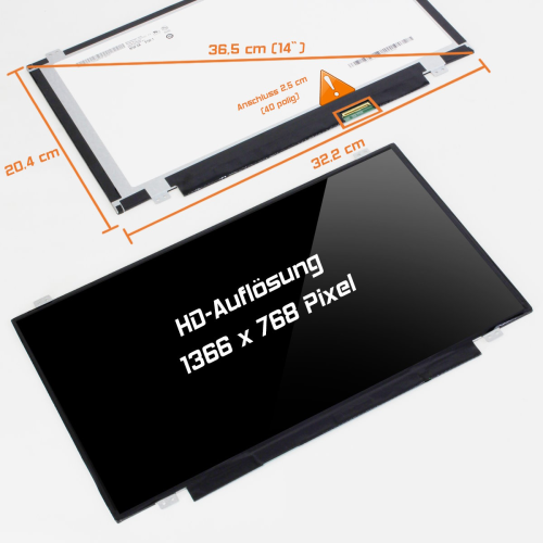 LED Display 14,0" 1366x768 passend für Dell Latitude E6440
