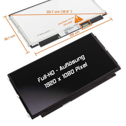 LED Display 12,5" 1920x1080 matt passend für AUO B125HAN02.0