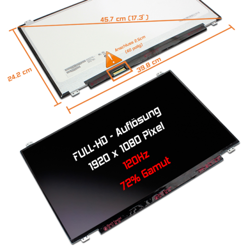 LED Display 17,3" 1920x1080 matt passend für AUO B173HAN01.4