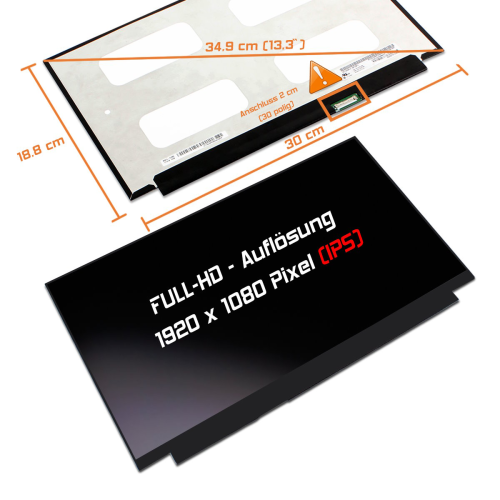 LED Display 13,3" 1920x1080 Ohne passend für Dell Inspiron 13 7370