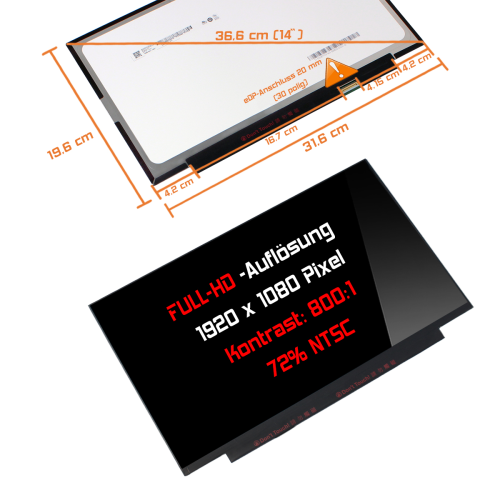 LED Display 14,0" 1920x1080 passend für AUO B140HAN03.6