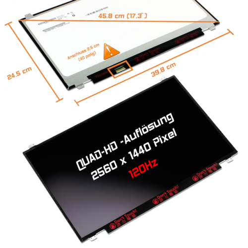LED Display 17,3" 2560x1440 passend für AUO B173QTN01.1