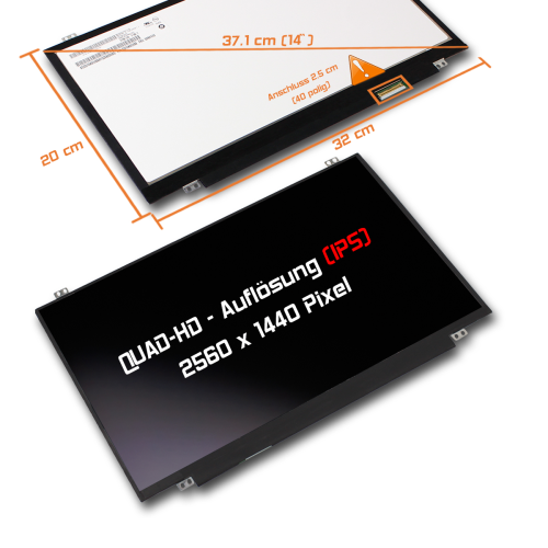 LED Display 14,0" 2560x1440 passend für Lenovo ThinkPad X1 CARBON 4TH GEN 20FC