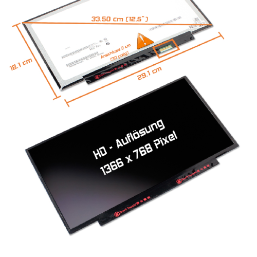 LED Display 12,5" 1366x768 passend für AUO B125XTN01.0 H/W:3A