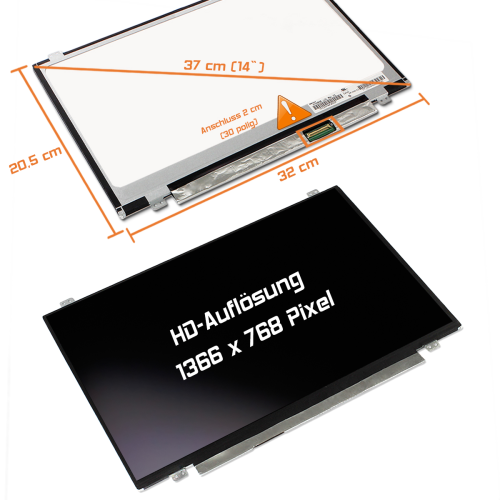 LED Display 14,0" 1366x768 matt passend für AUO B140XTN07.1 H/W:0A