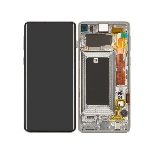 Display Modul mit Rahmen und Toucheinheit prism white/weiß GH82-18850B für Samsung Galaxy S10 SM-G973F