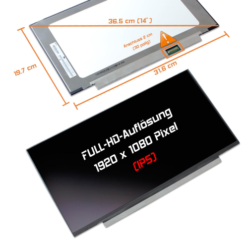 LED Display 14,0" 1920x1080 passend für AUO B140HAN04.0 H/W:1A F/W:1