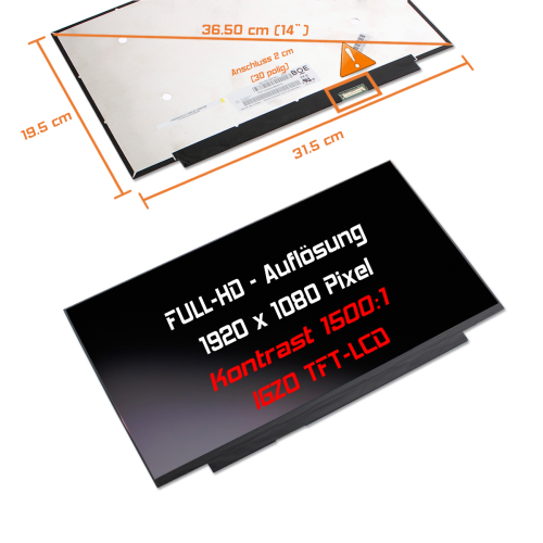 LED Display 14,0" 1920x1080 passend für Lenovo ThinkPad T490-20N2004EGE