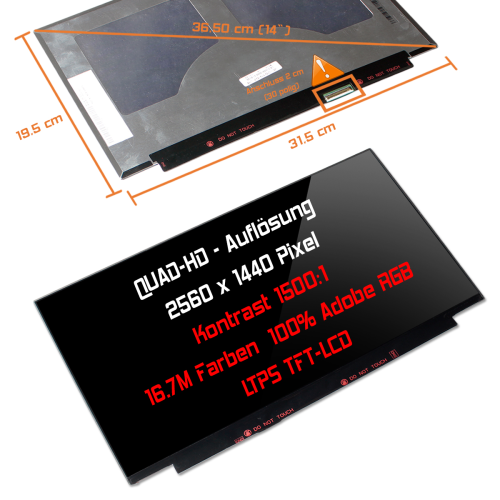 QLED Display 14,0" 2560x1440 passend für Lenovo ThinkPad T490-20N30000GE