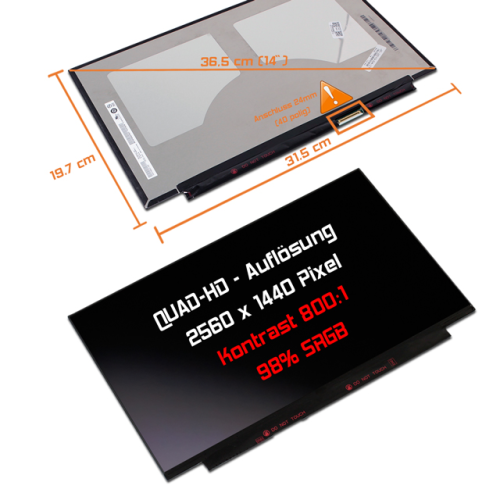 LED Display 14,0" 2560x1440 passend für AUO B140QAN02.3