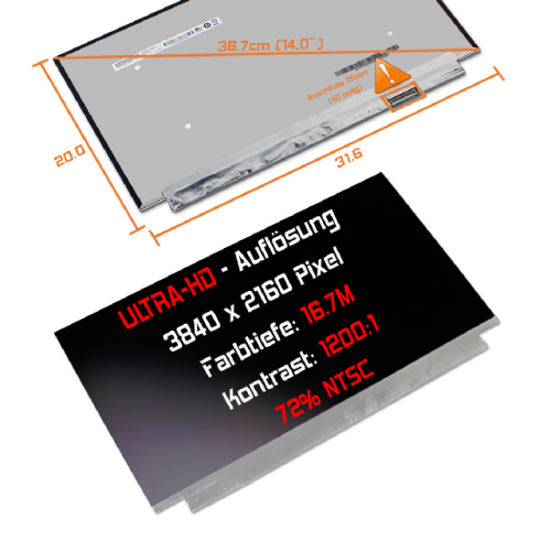 LED Display 14,0" 3840x2160 passend für AUO B140ZAN01.0