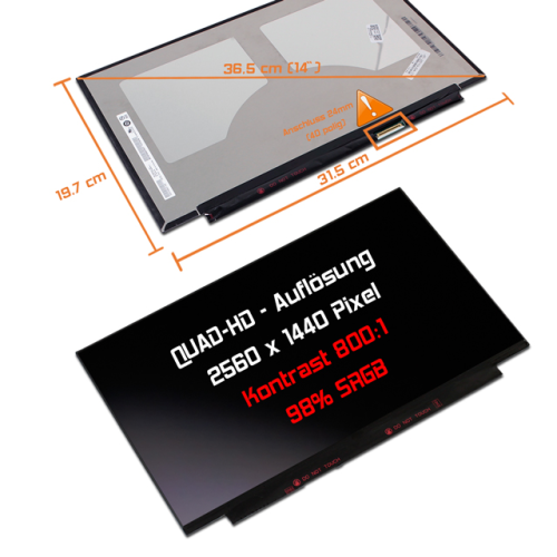 LED Display 14,0" 2560x1440 passend für Lenovo IdeaPad 530s-14IKB