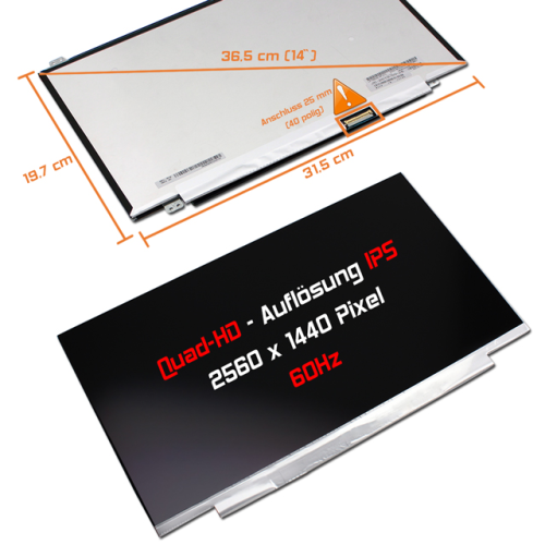 LED Display 14,0" 2560x1440 glossy passend für Lenovo ThinkPad T480S