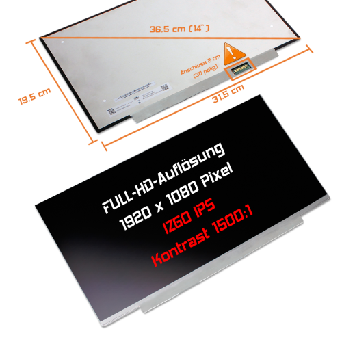 LED Display 14,0" 1920x1080 Ohne matt passend für Innolux N140HCG-GQ2