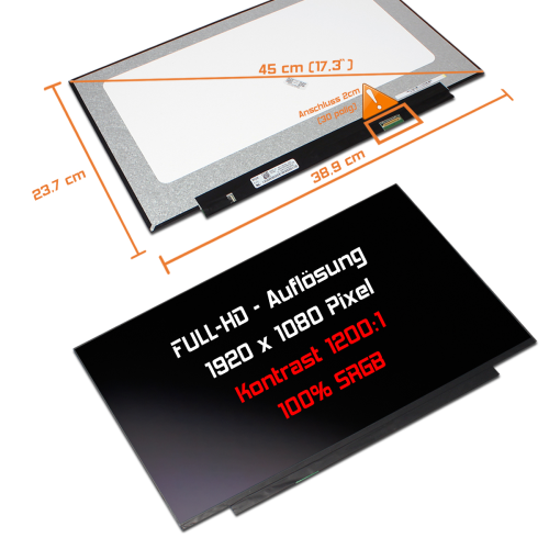 LED Display 17,3" 1920x1080 passend für AUO B173HAN04.3 H/W:1A F/W:1