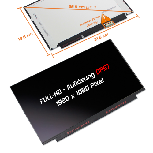 LED Display 14,0" 1920x1080 On-Cell Touch passend für AUO B140HAK03.0 H/W:3A F/W:1