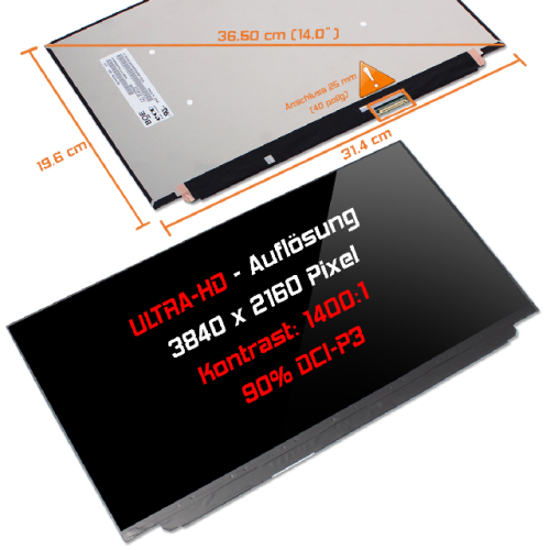 LED Display 14,0" 3840x2160 Ohne passend für Lenovo LEN4160