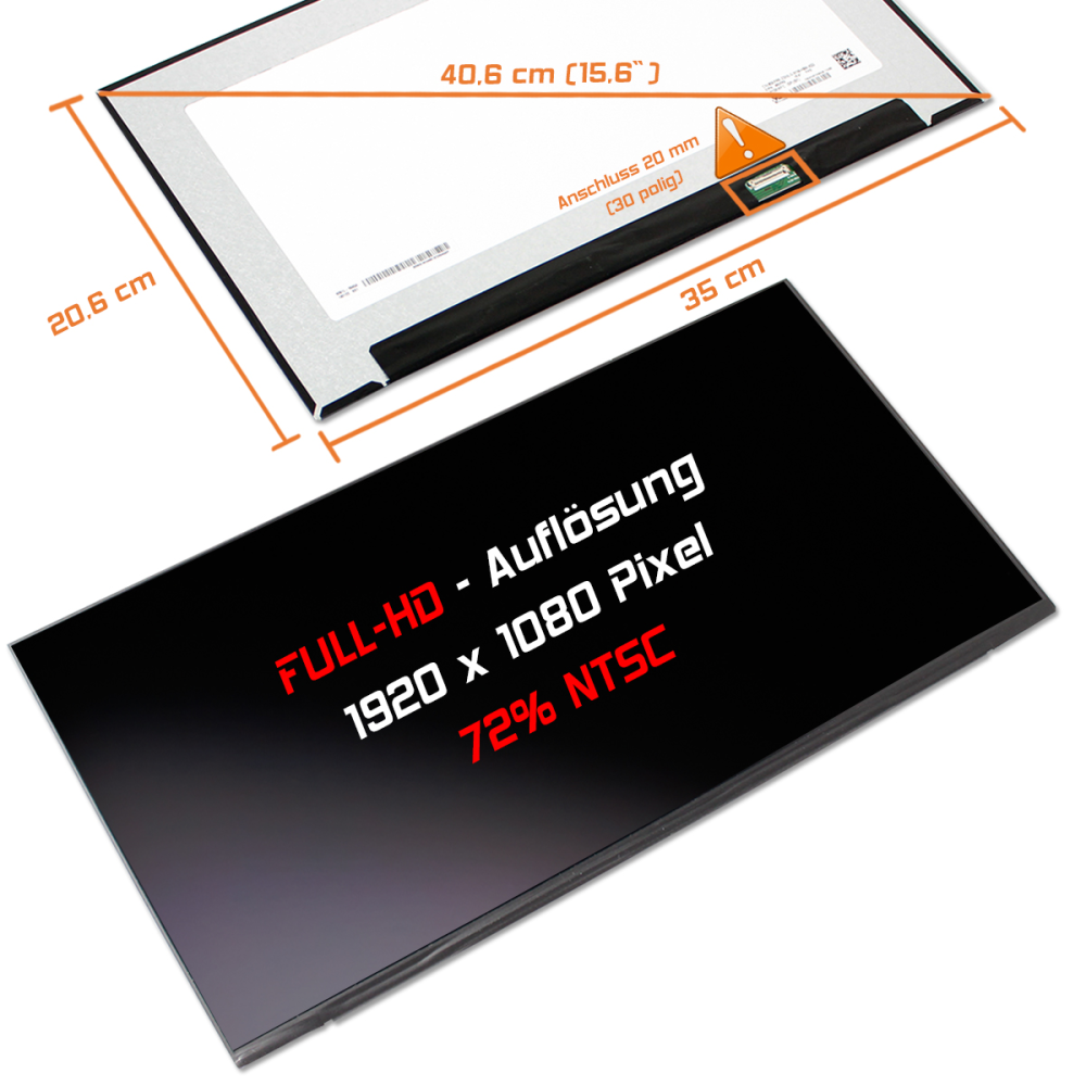 Laptiptop 15,6 LED Display 1920x1080 Full HD Glossy Ersatz für Dell CN-056PR6 DP/N 56PR6 IPS 500cd/m² 