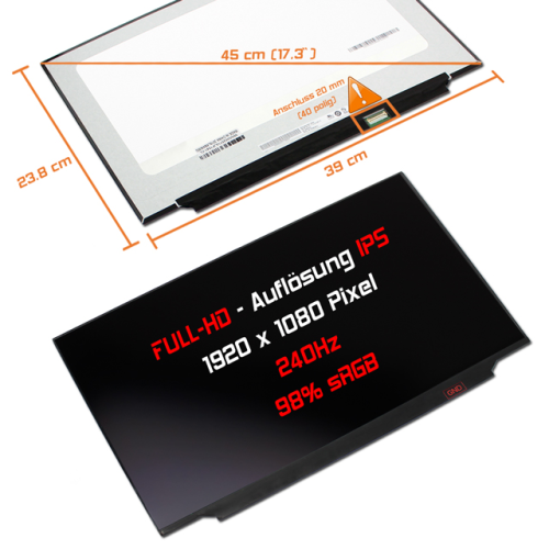 LED Display 17,3" 1920x1080 matt passend für AUO B173HAN05.0 H/W:0A F/W:1