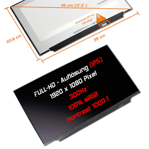 LED Display 17,3" 1920x1080 passend für AUO B173HAN05.1