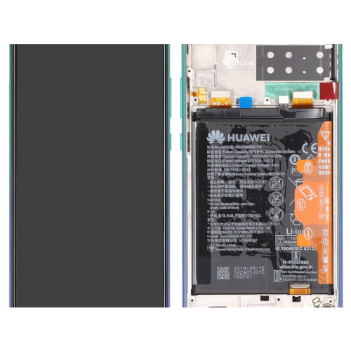 Huawei P40 Lite E Display LCD Touchscreen + Rahmen/Akku - aurora blue 02353FMX