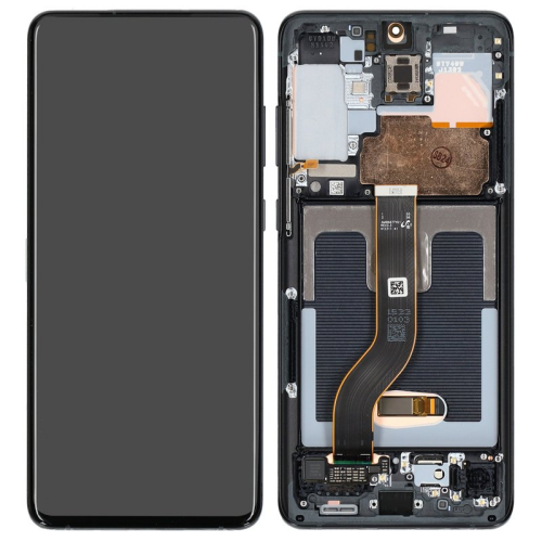 Display Modul mit Rahmen und Toucheinheit keine Kamera cosmic black/schwarz GH82-31441A für Samsung Galaxy S20+ 5G SM-G986B