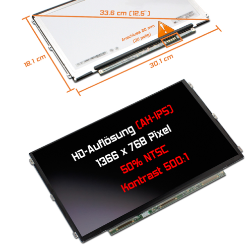 LED Display 12,5" 1366x768 passend für AUO B125XTN01.0 H/W:3A F/W:1