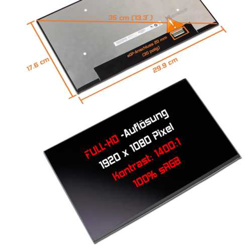 LED Display 13,3" 1920x1080 passend für Asus ZenBook UX333FA-A3257T