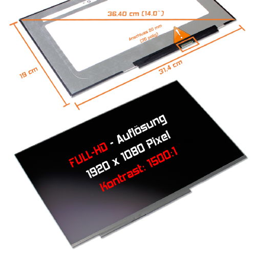 LED Display 14,0" 1920x1080 passend für Asus ZenBook 14 UX425EA