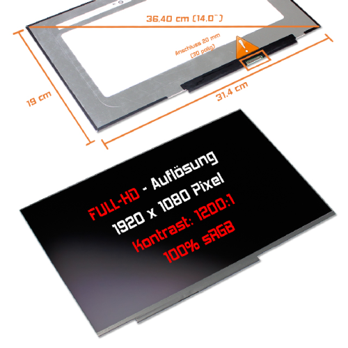 LED Display 14,0" 1920x1080 passend für AUO B140HAN06.8