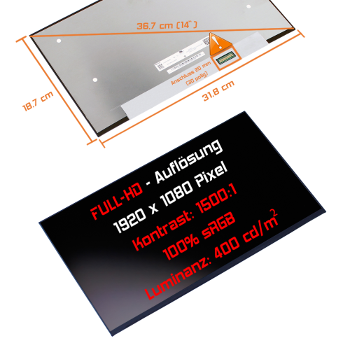 LED Display 14,0" 1920x1080 passend für Dell DP/N R6D86 CN-0R6D86