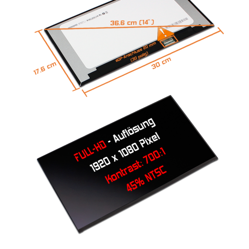LED Display 14,0" 1920x1080 Ohne passend für LG Display LP140WF9 (SP)(D1)