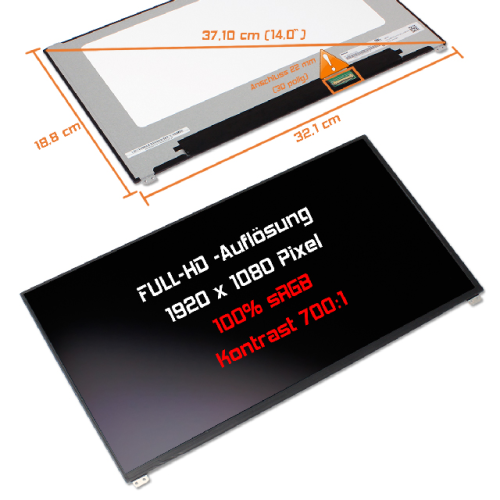 LED Display 14,0" 1920x1080 matt passend für Innolux N140HCE-G52 Rev.C1
