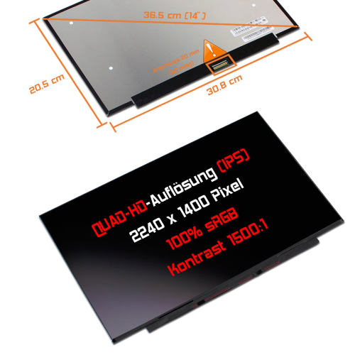 LED Display 14,0" 2240x1400 matt passend für IVO M140NWHE R0 H/W:2.1