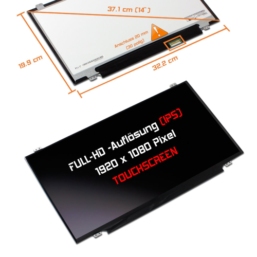 LED Display 14,0" 1920x1080 On-Cell Touch passend für Lenovo ThinkPad T460 T460S